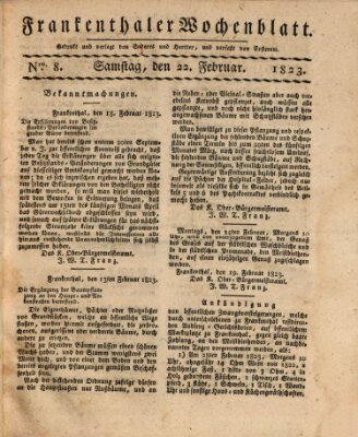 Frankenthaler Wochen-Blatt Samstag 22. Februar 1823