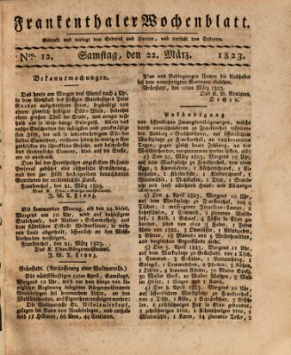 Frankenthaler Wochen-Blatt Samstag 22. März 1823