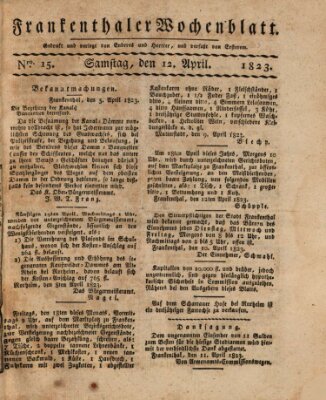 Frankenthaler Wochen-Blatt Samstag 12. April 1823