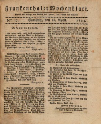 Frankenthaler Wochen-Blatt Samstag 26. April 1823