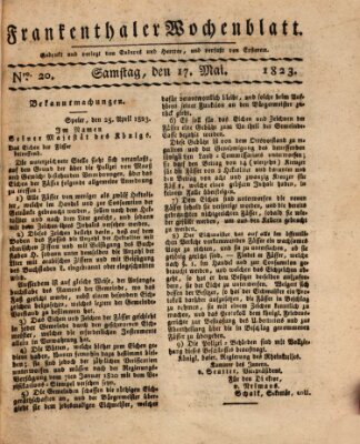 Frankenthaler Wochen-Blatt Samstag 17. Mai 1823