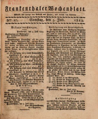 Frankenthaler Wochen-Blatt Samstag 5. Juli 1823