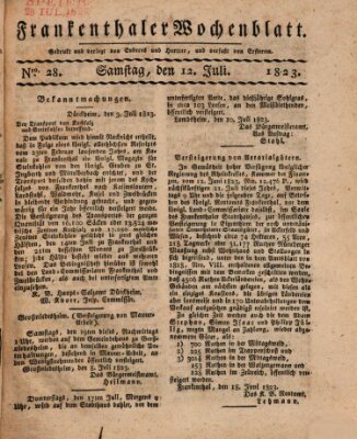 Frankenthaler Wochen-Blatt Samstag 12. Juli 1823