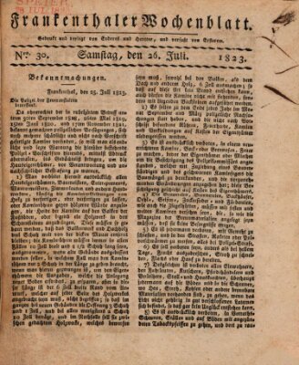 Frankenthaler Wochen-Blatt Samstag 26. Juli 1823