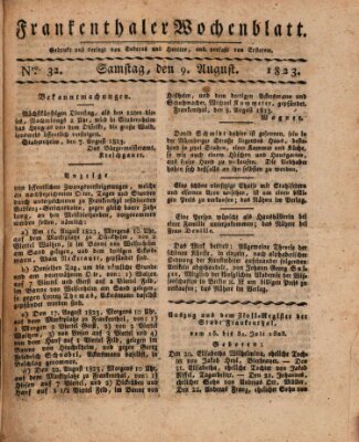 Frankenthaler Wochen-Blatt Samstag 9. August 1823