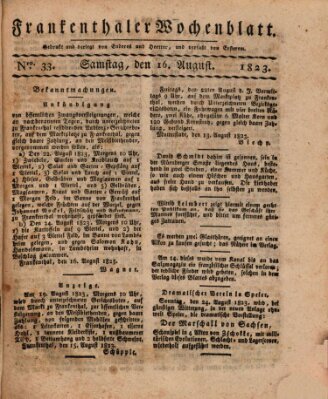 Frankenthaler Wochen-Blatt Samstag 16. August 1823