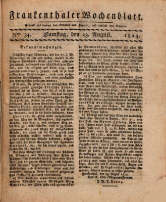 Frankenthaler Wochen-Blatt Samstag 23. August 1823