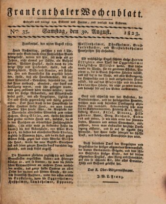 Frankenthaler Wochen-Blatt Samstag 30. August 1823