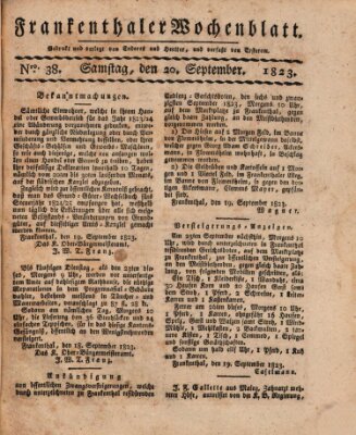 Frankenthaler Wochen-Blatt Samstag 20. September 1823