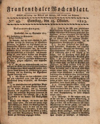 Frankenthaler Wochen-Blatt Samstag 25. Oktober 1823