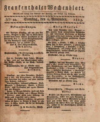 Frankenthaler Wochen-Blatt Samstag 1. November 1823