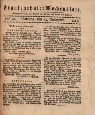 Frankenthaler Wochen-Blatt Samstag 15. November 1823