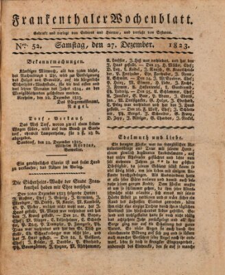 Frankenthaler Wochen-Blatt Samstag 27. Dezember 1823