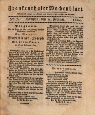 Frankenthaler Wochen-Blatt Samstag 14. Februar 1824