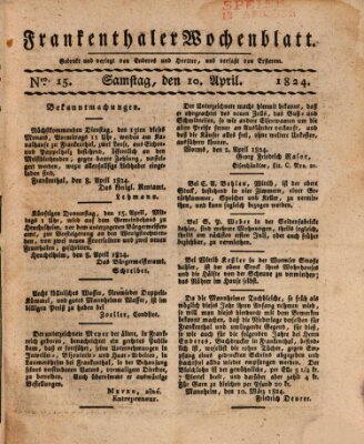 Frankenthaler Wochen-Blatt Samstag 10. April 1824