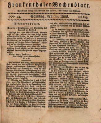 Frankenthaler Wochen-Blatt Samstag 12. Juni 1824