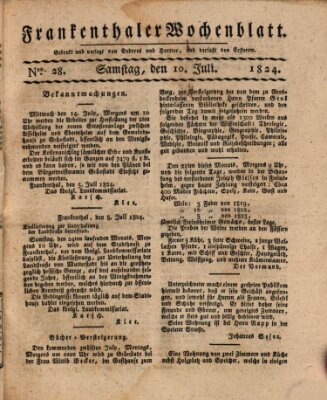 Frankenthaler Wochen-Blatt Samstag 10. Juli 1824