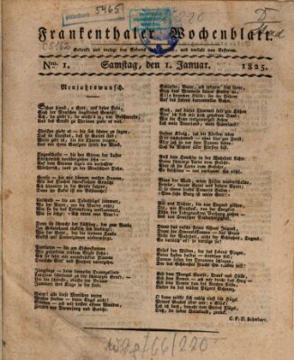 Frankenthaler Wochen-Blatt Samstag 1. Januar 1825