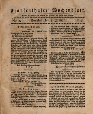 Frankenthaler Wochen-Blatt Samstag 8. Januar 1825