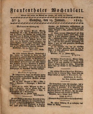 Frankenthaler Wochen-Blatt Samstag 15. Januar 1825