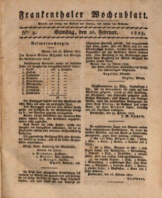 Frankenthaler Wochen-Blatt Samstag 26. Februar 1825