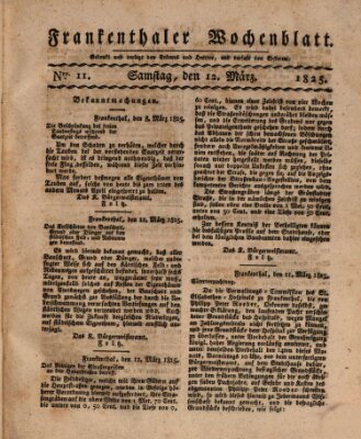 Frankenthaler Wochen-Blatt Samstag 12. März 1825