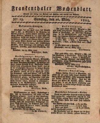 Frankenthaler Wochen-Blatt Samstag 26. März 1825