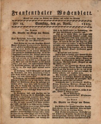 Frankenthaler Wochen-Blatt Samstag 30. April 1825