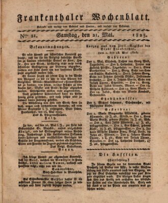 Frankenthaler Wochen-Blatt Samstag 21. Mai 1825