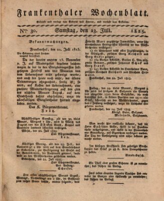 Frankenthaler Wochen-Blatt Samstag 23. Juli 1825