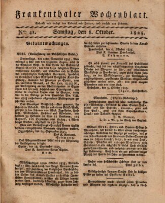 Frankenthaler Wochen-Blatt Samstag 8. Oktober 1825