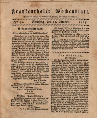 Frankenthaler Wochen-Blatt Samstag 15. Oktober 1825