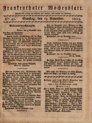 Frankenthaler Wochen-Blatt Samstag 19. November 1825