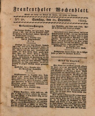 Frankenthaler Wochen-Blatt Samstag 10. Dezember 1825