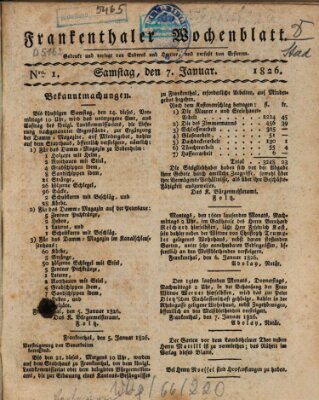 Frankenthaler Wochen-Blatt Samstag 7. Januar 1826