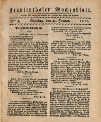 Frankenthaler Wochen-Blatt Samstag 21. Januar 1826