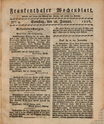 Frankenthaler Wochen-Blatt Samstag 28. Januar 1826