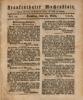 Frankenthaler Wochen-Blatt Samstag 25. März 1826