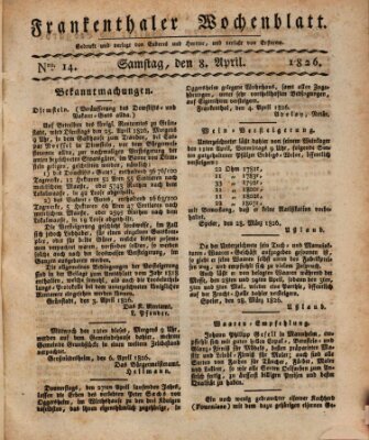 Frankenthaler Wochen-Blatt Samstag 8. April 1826