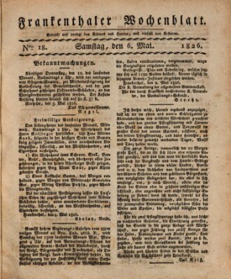 Frankenthaler Wochen-Blatt Samstag 6. Mai 1826