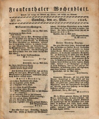 Frankenthaler Wochen-Blatt Samstag 27. Mai 1826