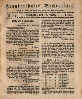 Frankenthaler Wochen-Blatt Samstag 17. Juni 1826