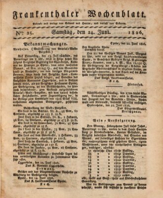 Frankenthaler Wochen-Blatt Samstag 24. Juni 1826