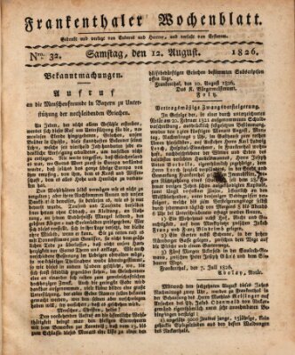 Frankenthaler Wochen-Blatt Samstag 12. August 1826