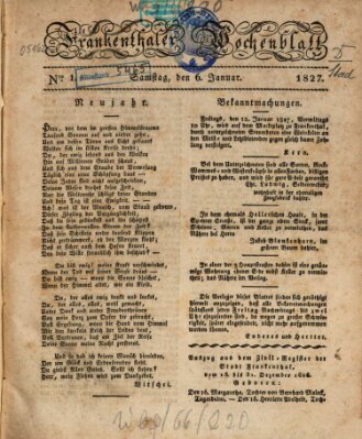 Frankenthaler Wochen-Blatt Samstag 6. Januar 1827