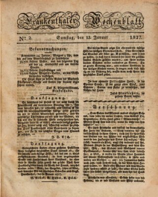 Frankenthaler Wochen-Blatt Samstag 13. Januar 1827