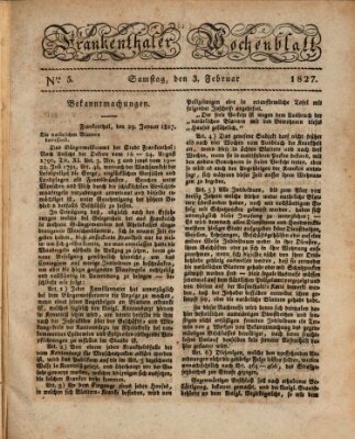 Frankenthaler Wochen-Blatt Samstag 3. Februar 1827