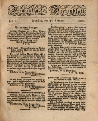 Frankenthaler Wochen-Blatt Samstag 24. Februar 1827