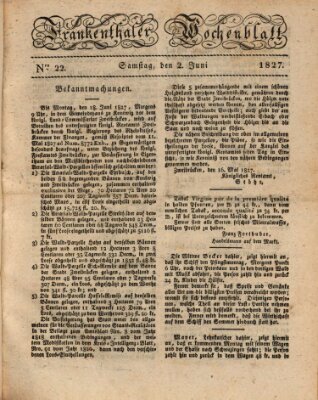 Frankenthaler Wochen-Blatt Samstag 2. Juni 1827