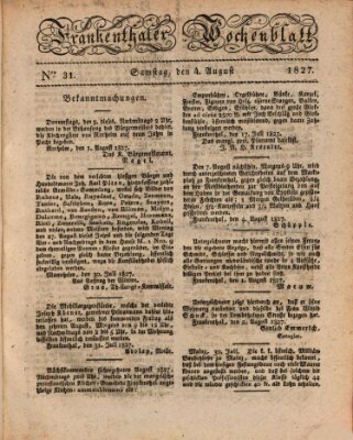 Frankenthaler Wochen-Blatt Samstag 4. August 1827